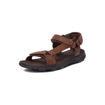Sandale barbatesti  nubuc - inchidere Velcro - maro - piele naturala