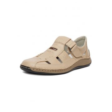 Sandale barbati  piele naturala - bej - inchidere velcro - confort sporit -