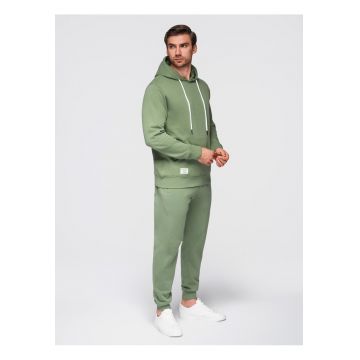 Trening barbati din bumbac 100% cu bluza tip kangur si pantaloni jogger - Verde