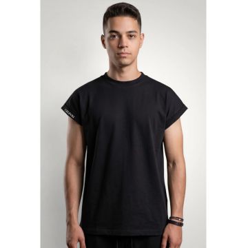 Tricou barbati cu maneca scurta din bumbac premium - Negru