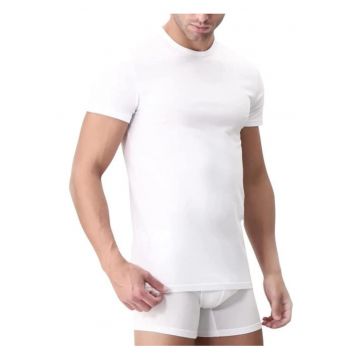 Tricou barbati mulat pe corp decolteu rotund  AU302 0001 - Alb