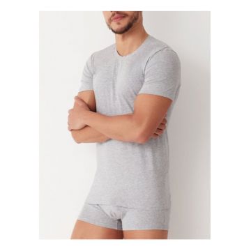 Tricou barbati mulat pe corp decolteu rotund  AU302 0001 - Gri melange