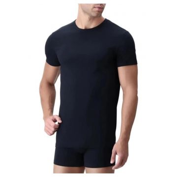 Tricou barbati mulat pe corp decolteu rotund  AU302 0001 - Negru