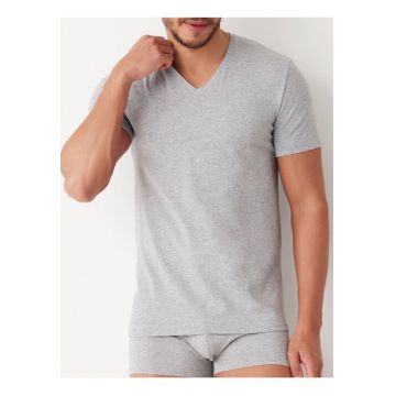 Tricou bumbac barbati cu decolteu in V  AU297 0001 - Gri melange