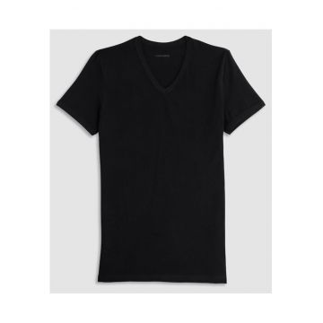 Tricou bumbac barbati cu decolteu in V  GU033 0001 - Negru