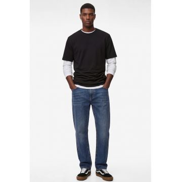 Tricou de bumbac cu decolteu rotund - Negru/Negru stins