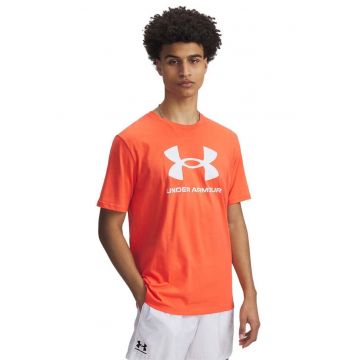 Tricou lejer cu imprimeu logo - Alb/Portocaliu mandarina