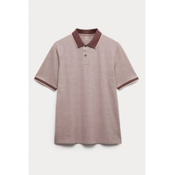 Tricou polo cu garnituri contrastante - Rosu stins
