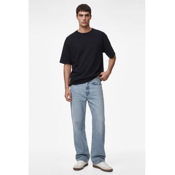 Tricou supradimensionat din amestec de bumbac - Albastru ultramarin