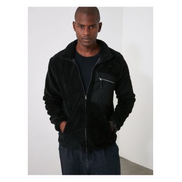 Bluza de trening cu aspect pufos si buzunare laterale