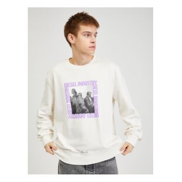 Bluzon lejer din bumbac cu model grafic si logo