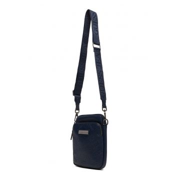 Borseta barbati  piele ecologica - bleumarin - compacta - reglabila