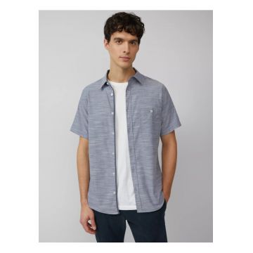 Camasa cu maneca scurta barbati - din amestec de bumbac - croiala Slim Fit - Gri inchis