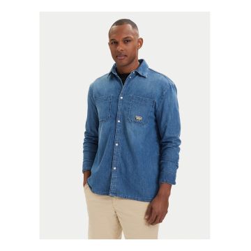 Camasa din denim barbati -  albastru - bumbac - casual - maneca lunga