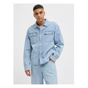 Camasa-jacheta din denim cu buzunare la piept