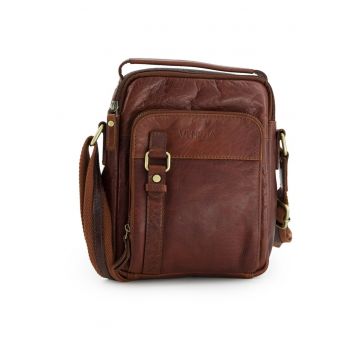 Geanta crossbody din piele cu buzunare multiple