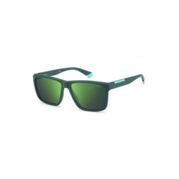 Ochelari de soare dreptunghiulari cu lentile polarizate - Turcoaz/Verde persan