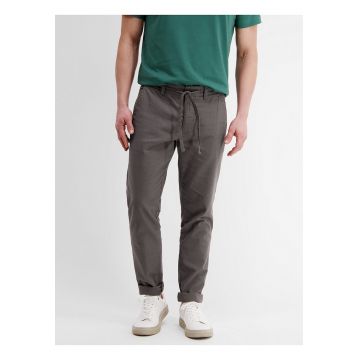 Pantaloni din amestec de in cu snur de ajustare