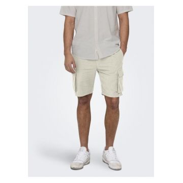 Pantaloni scurti din amestec de in si bumbac cu buzunare laterale