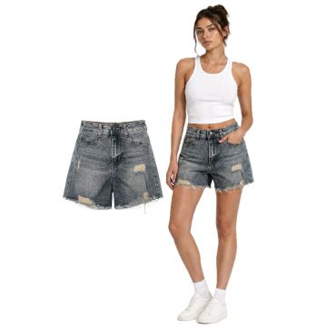 Pantaloni scurti din denim cu rupturi decorative