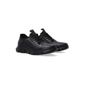 Pantofi casual din piele naturala cu inchidere cu siret