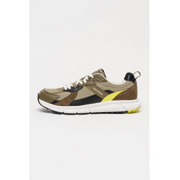 Pantofi sport cu garnituri contrastante - Negru/Verde masliniu