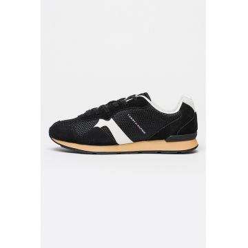 Pantofi sport de piele intoarsa cu insertii de plasa - Black Onyx