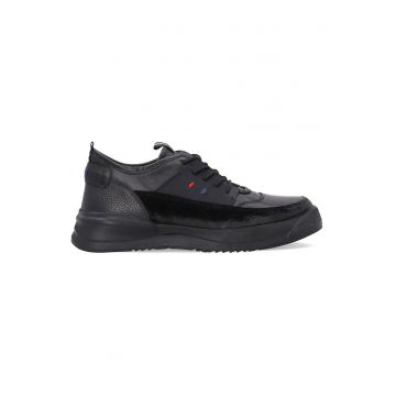 Pantofi sport din piele naturala cu insertie de piele intoarsa