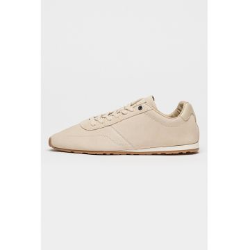 Pantofi sport low-cut de piele intoarsa Lorun Icon - Bej deschis