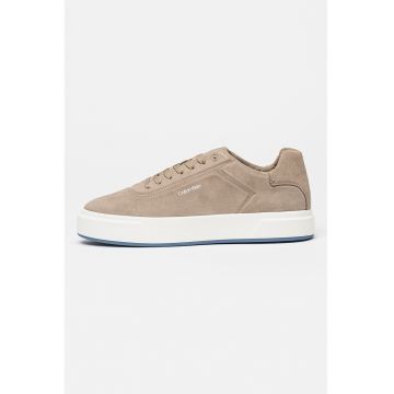 Pantofi sport uni de piele intoarsa - Maro camel