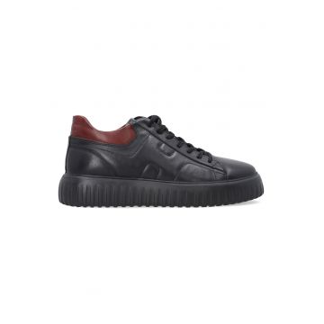 Pantofi sport wedge din piele naturala cu talpa cu striatii