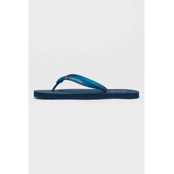 Papuci flip-flop cu logo - Albastru stins