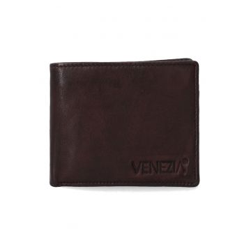 Portofel barbati -  piele naturala - maro - 11x9.5x2.5cm