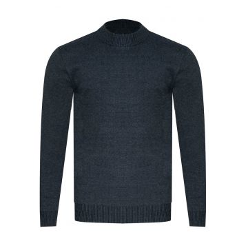 Pulover barbati -  K6010 - guler scurt - bleumarin - poliester si acril