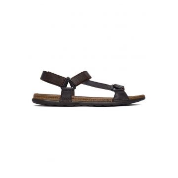 Sandale barbatesti -  din piele naturala - velcro - maro