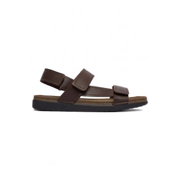 Sandale barbatesti -  piele naturala - velcro - maro -
