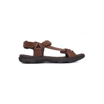 Sandale barbatesti -  piele naturala - velcro - maro -
