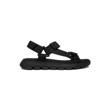 Sandale barbati  inchidere velcro - negru - piele naturala nabuc