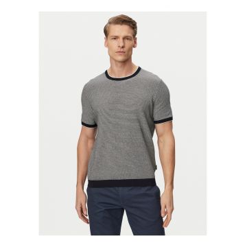 Tricou barbati -  alb-albastru - 100% bumbac - maneca scurta - dungi