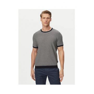 Tricou barbati -  alb-albastru - 100% bumbac - maneca scurta - dungi