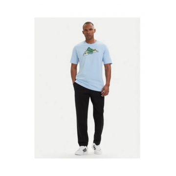 Tricou barbati -  albastru - bumbac - imprimeu grafic - croiala regular fit -