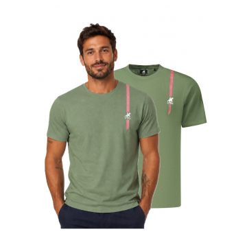 Tricou cu decolteu la baza gatului si detaliu logo in piept