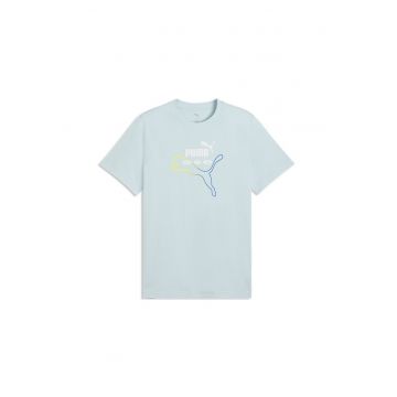 Tricou din bumbac cu imprimeu logo - Alb/Galben/Albastru royal/Albastru glaciar