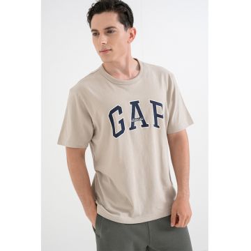 Tricou lejer cu imprimeu logo - Bej deschis