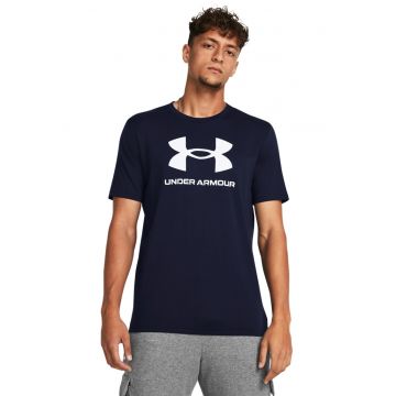 Tricou lejer cu imprimeu logo - Bleumarin