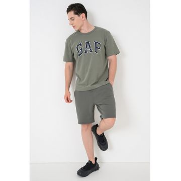Tricou lejer cu imprimeu logo - Verde sparanghel/Bleumarin