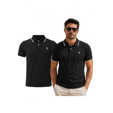 Tricou polo cu detalii contrastante