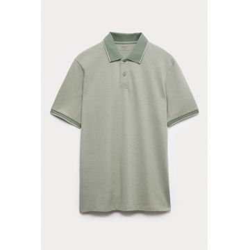Tricou polo cu garnituri contrastante - Verde pal