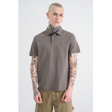 Tricou polo din bumbac cu monograma brodata discreta