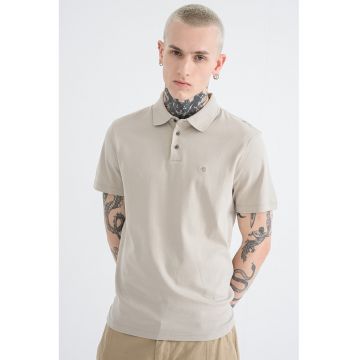 Tricou polo din bumbac cu monograma brodata discreta